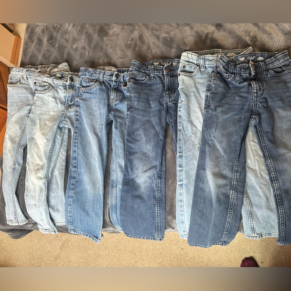 Lot of 6 pairs size 5 little boy Cat and Jack blue Jeans